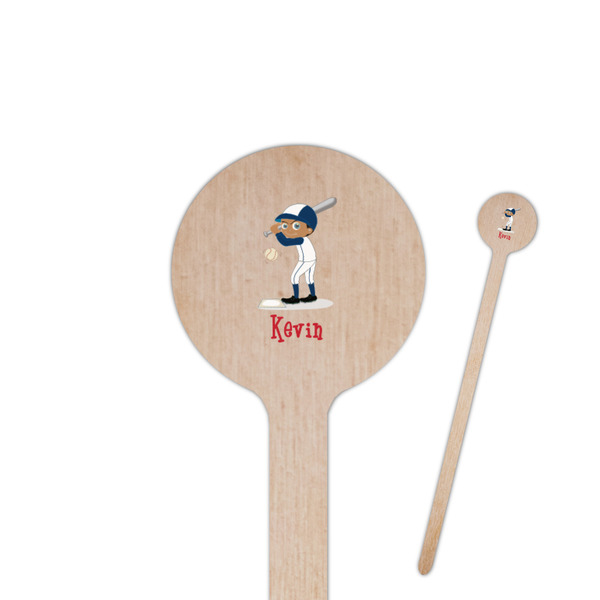 Custom Baseball 6" Round Wooden Stir Sticks - Single Sided (Personalized)