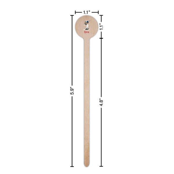 Baseball Wooden 6" Stir Stick - Round - Dimensions