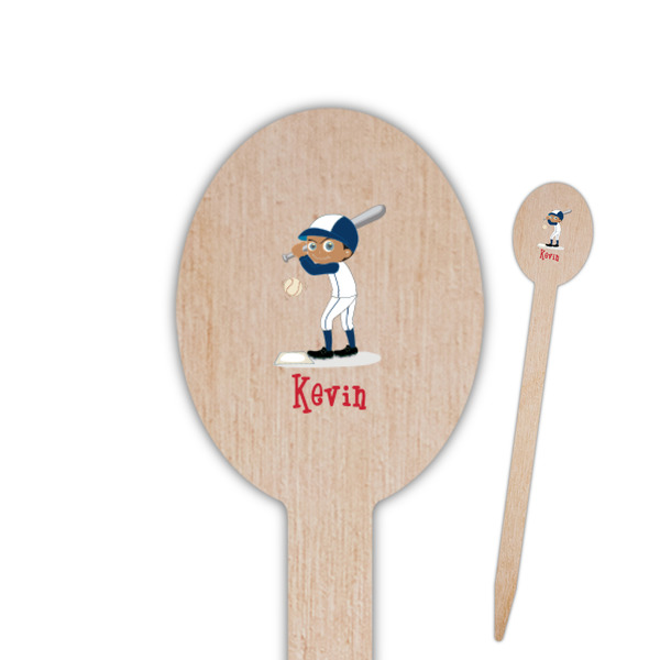 Custom Baseball Oval Wooden Food Picks - Single Sided (Personalized)
