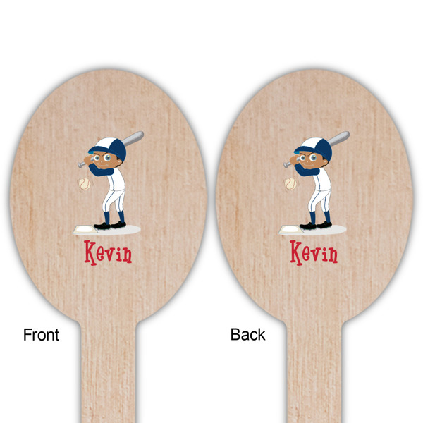 Baseball Wooden Food Pick - Oval - Double Sided - Front & Back