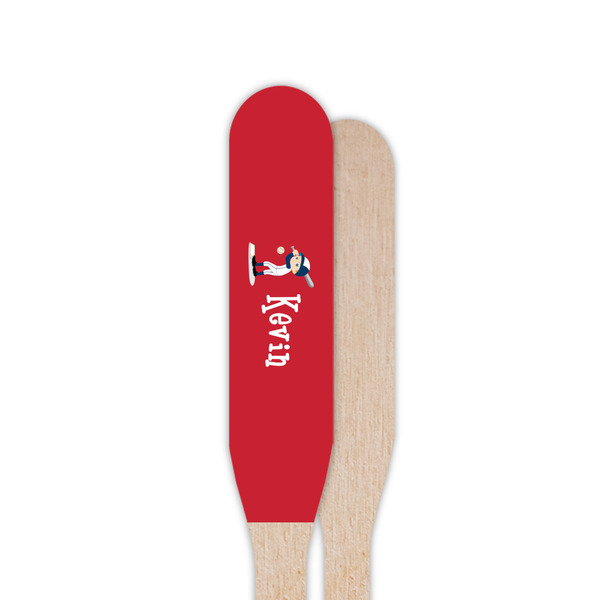 Baseball Wooden Food Pick - Paddle - Single Sided - Front & Back