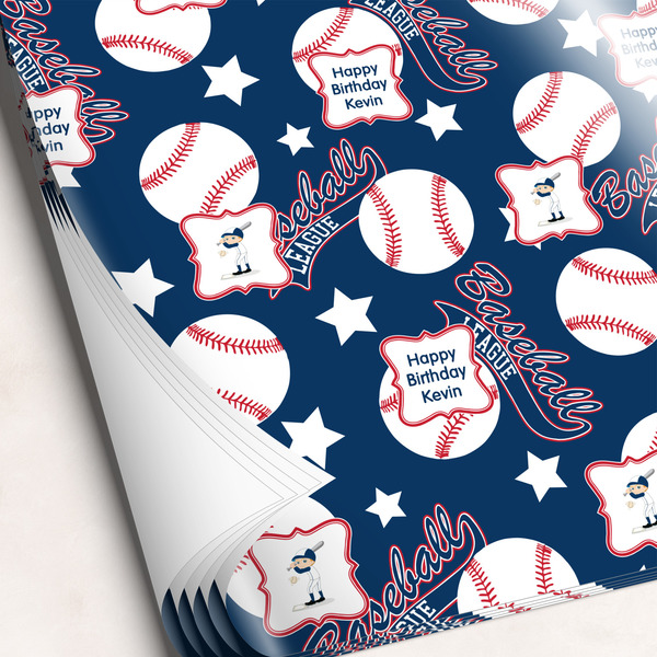 Custom Baseball Wrapping Paper Sheets - Single-Sided - 20" x 28" (Personalized)