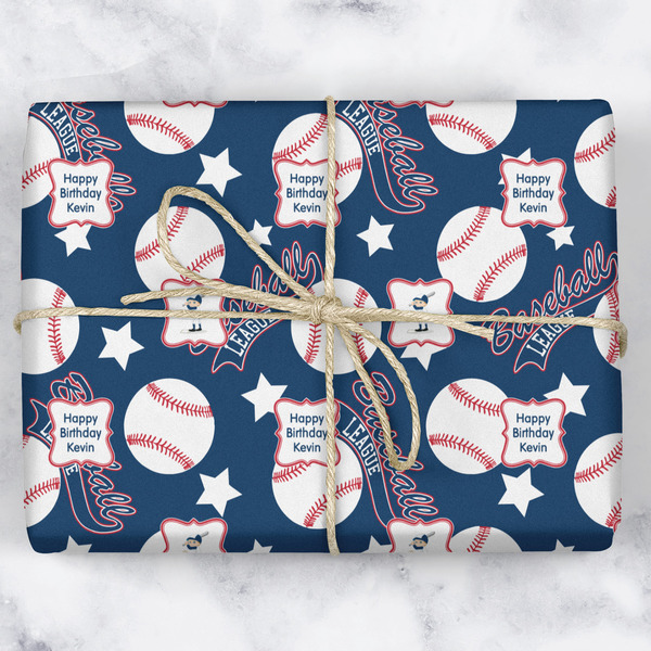 Baseball Wrapping Paper Roll - Matte - Wrapped Box