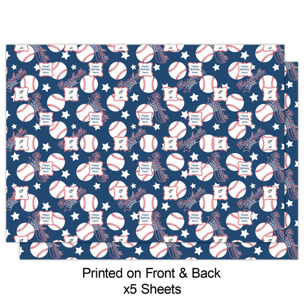 Baseball Wrapping Paper Sheet - Double Sided - Front