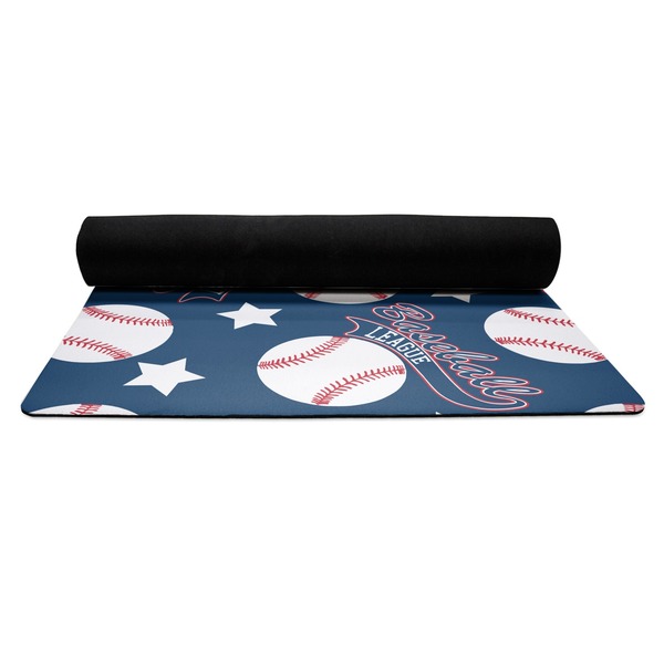 Baseball Yoga Mat Rolled up Black Rubber Backing