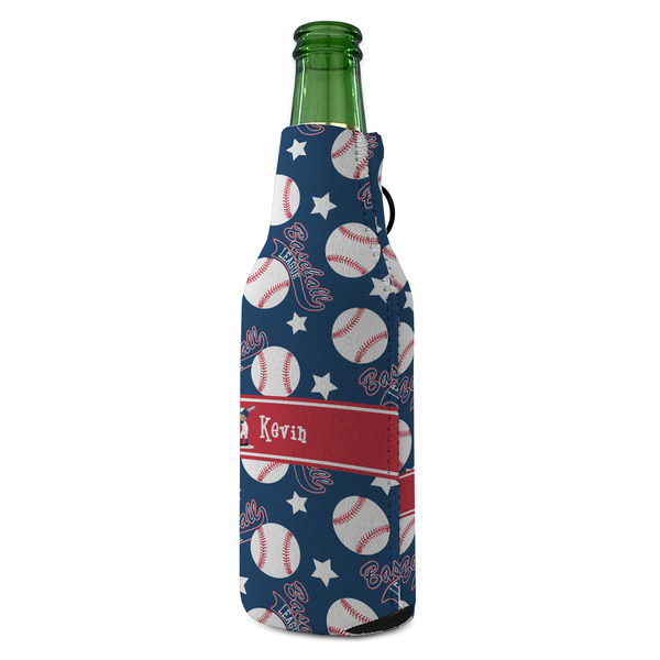 Baseball Zipper Bottle Cooler - ANGLE (bottle)
