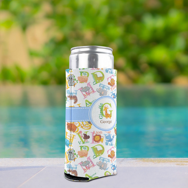 Animal Alphabet Can Cooler - Tall 12oz - In Context