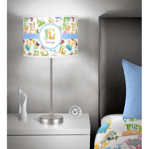 Animal Alphabet 13 inch drum lamp shade - in room
