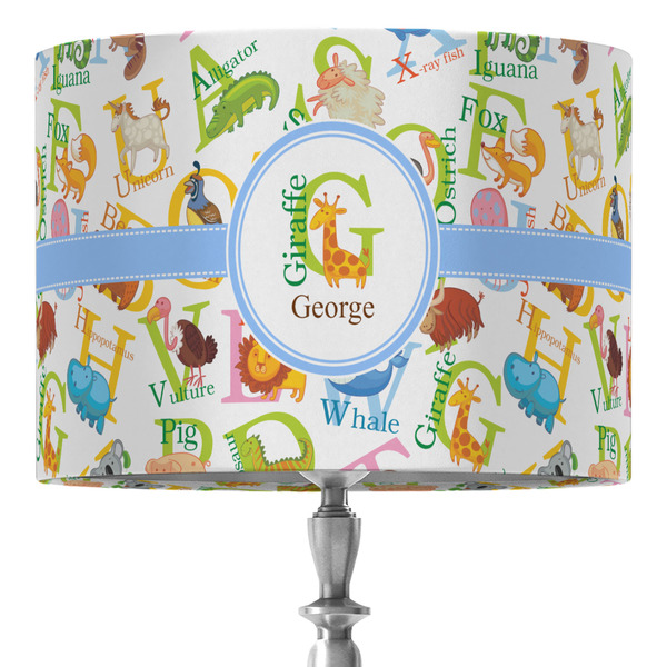 Custom Animal Alphabet 16" Drum Lamp Shade - Fabric (Personalized)