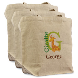Animal Alphabet Reusable Cotton Grocery Bags - Set of 3 (Personalized)