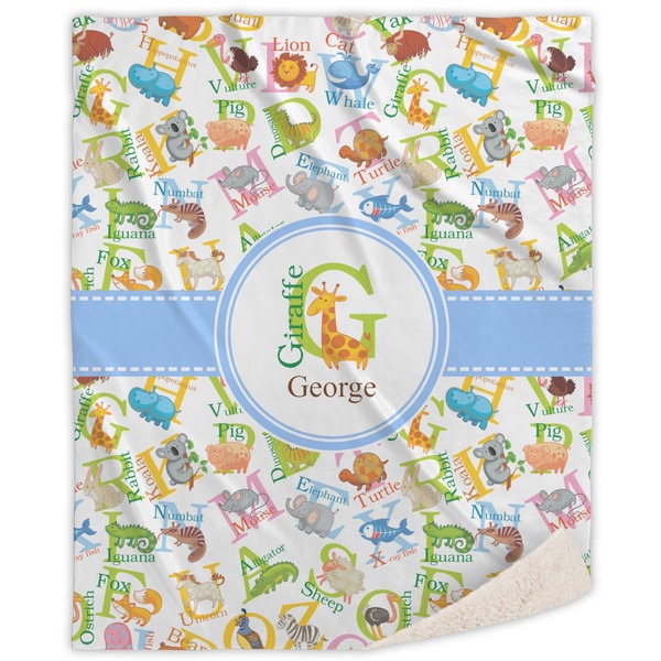 Custom Animal Alphabet Sherpa Throw Blanket (Personalized)