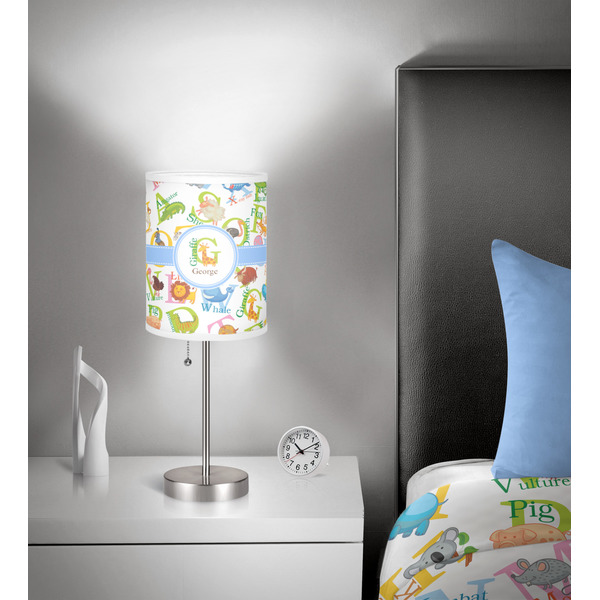 Animal Alphabet 7 inch drum lamp shade - in room
