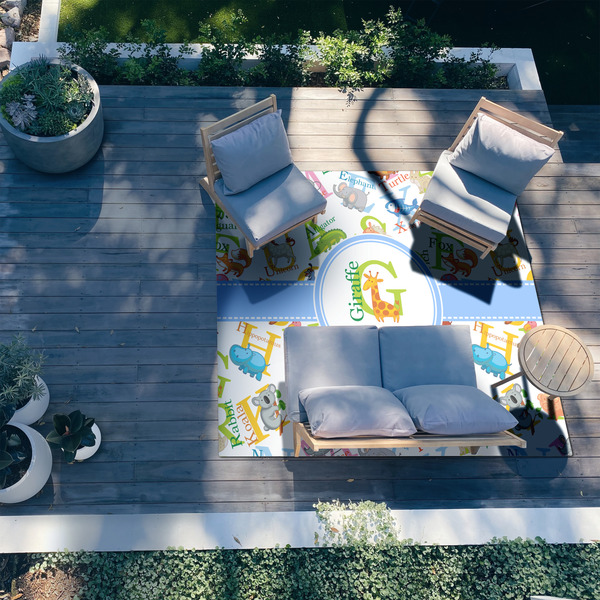 Animal Alphabet 8'x10' Patio Rug - In context