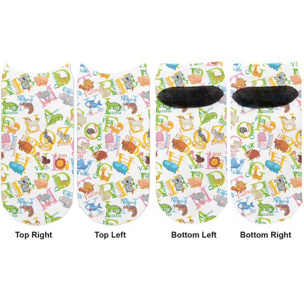 Animal Alphabet Adult Ankle Socks - Double Pair - Front and Back - Apvl