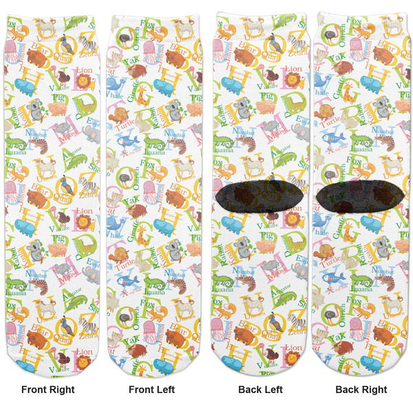 Animal Alphabet Adult Crew Socks - Double Pair - Front and Back - Apvl