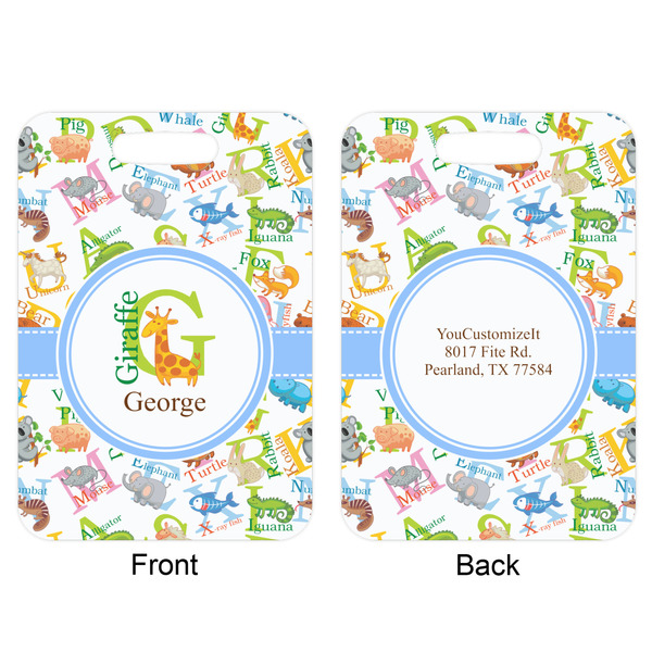 Animal Alphabet Aluminum Luggage Tag (Front + Back)