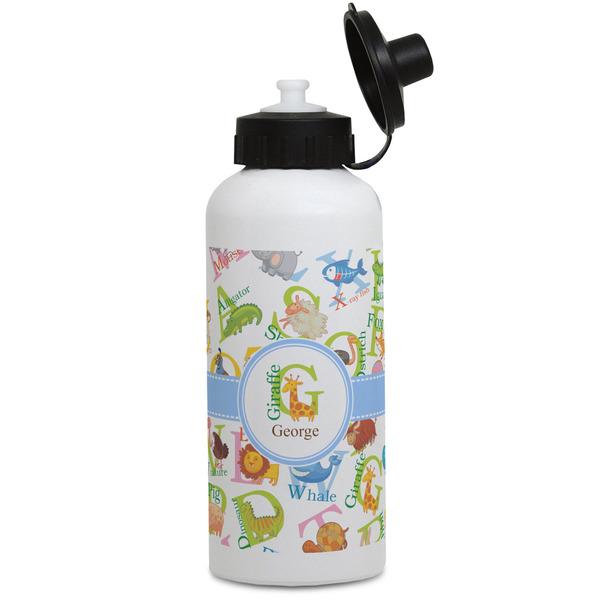 Custom Animal Alphabet Water Bottles - Aluminum - 20 oz - White (Personalized)