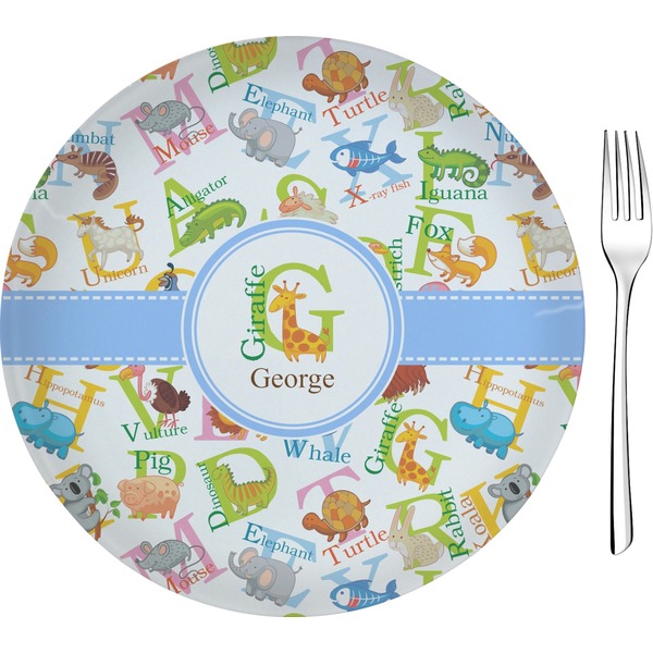 Custom Animal Alphabet 8" Glass Appetizer / Dessert Plates - Single or Set (Personalized)