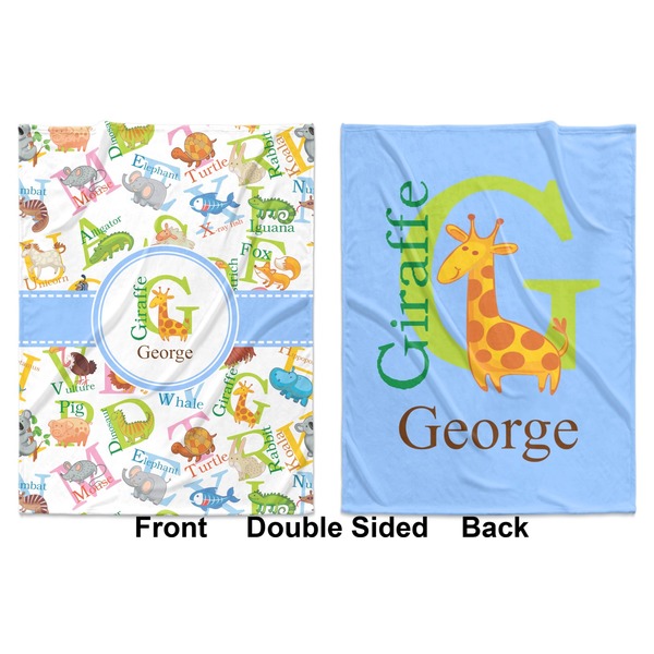 Animal Alphabet Baby Blanket (Double Sided - Printed Front and Back)