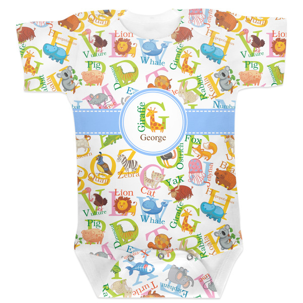 Custom Animal Alphabet Baby Bodysuit 0-3 w/ Name or Text