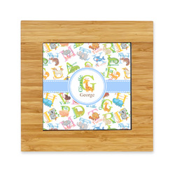 Animal Alphabet Bamboo Trivet with Ceramic Tile Insert (Personalized)