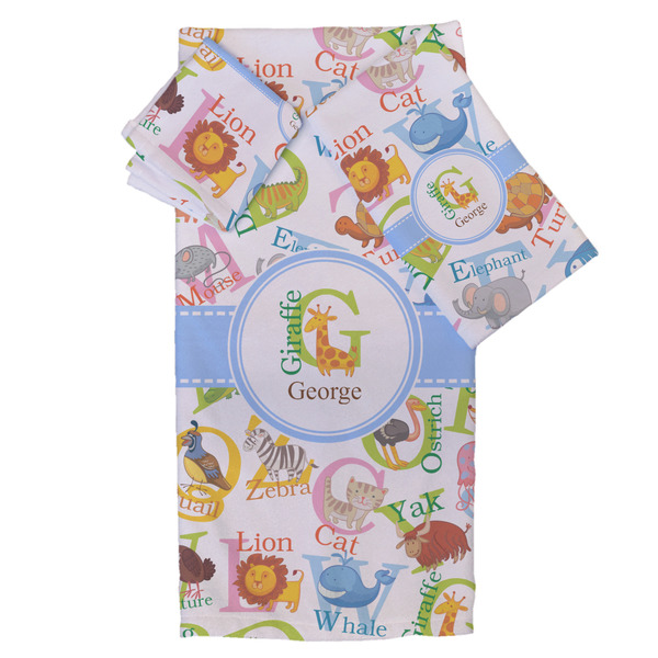 Custom Animal Alphabet Bath Towel Set - 3 Pcs (Personalized)