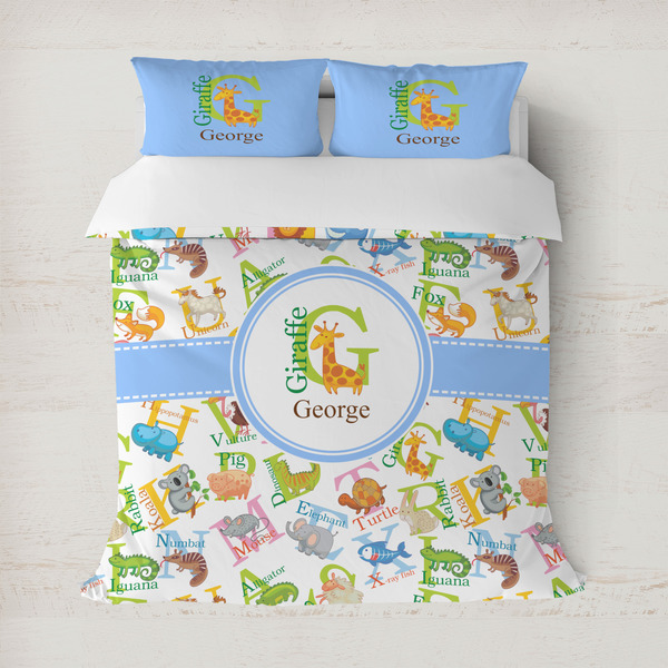 Custom Animal Alphabet Duvet Cover Set - Full / Queen (Personalized)