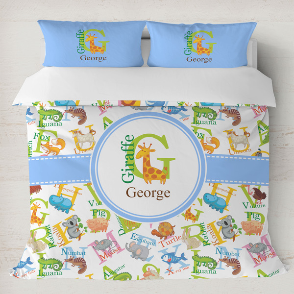 Custom Animal Alphabet Duvet Cover Set - King (Personalized)