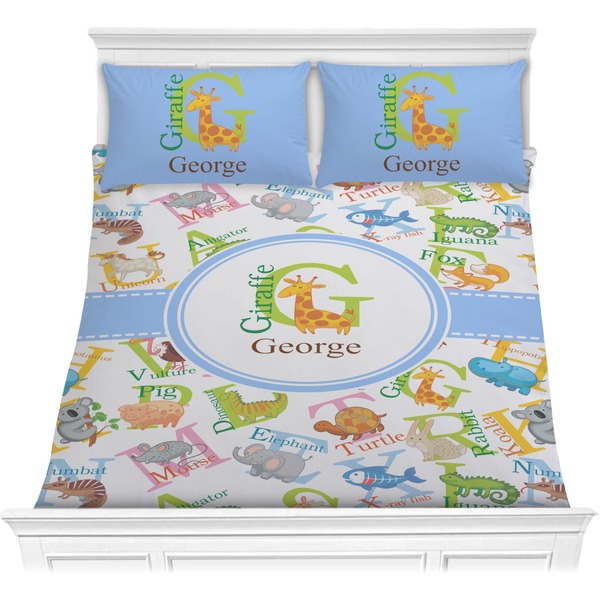 Custom Animal Alphabet Comforter Set - Full / Queen (Personalized)