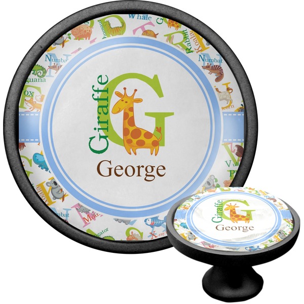 Custom Animal Alphabet Cabinet Knob (Black) (Personalized)