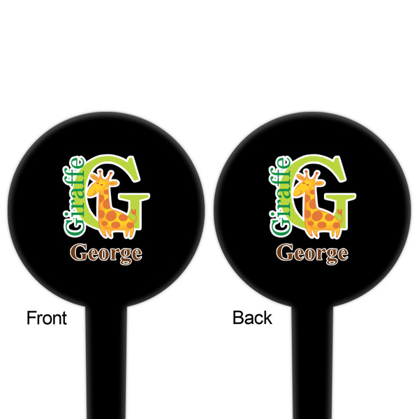 Animal Alphabet Black Plastic 4" Food Pick - Round - Double Sided - Front & Back