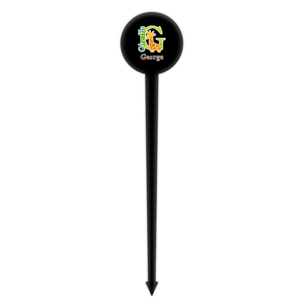 Animal Alphabet Black Plastic 4" Food Pick - Round - Single Pick
