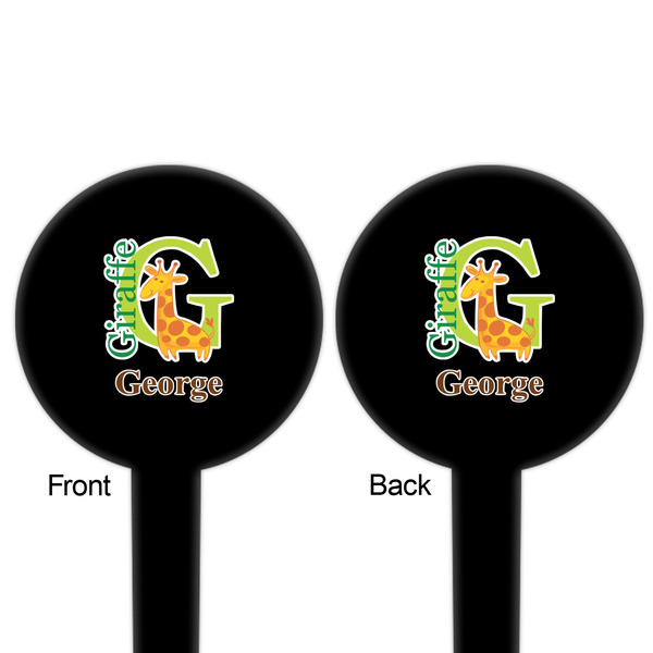 Animal Alphabet Black Plastic 6" Food Pick - Round - Double Sided - Front & Back