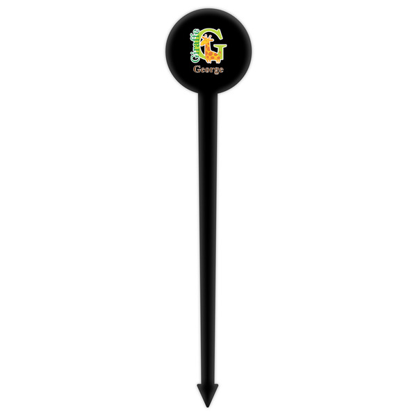 Animal Alphabet Black Plastic 6" Food Pick - Round - Single Pick