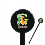 Animal Alphabet 7" Round Plastic Stir Sticks - Black - Double Sided (Personalized)