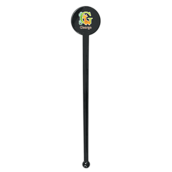 Animal Alphabet Black Plastic 7" Stir Stick - Round - Single Stick