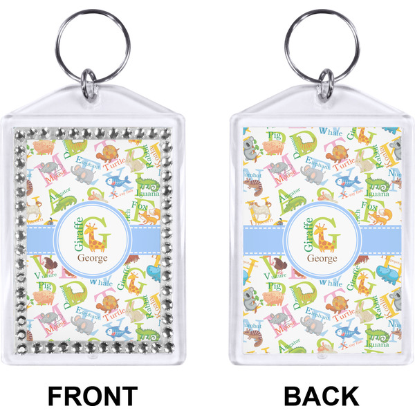 Animal Alphabet Bling Keychain (Front + Back)