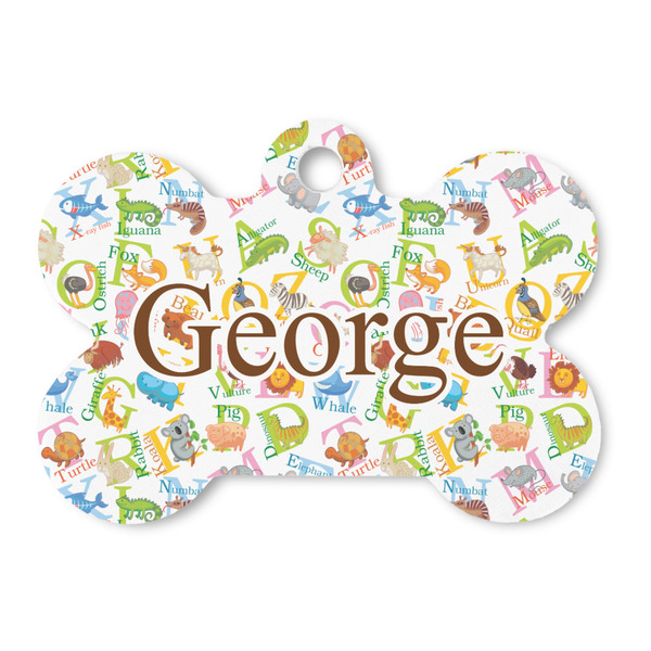 Custom Animal Alphabet Bone Shaped Dog ID Tag (Personalized)