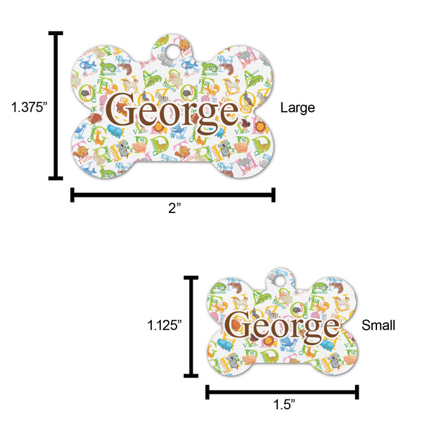 Animal Alphabet Bone Shaped Dog ID Tag - Large - Scale