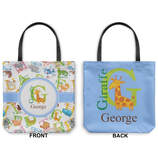 Animal Alphabet Canvas Tote - Front and Back