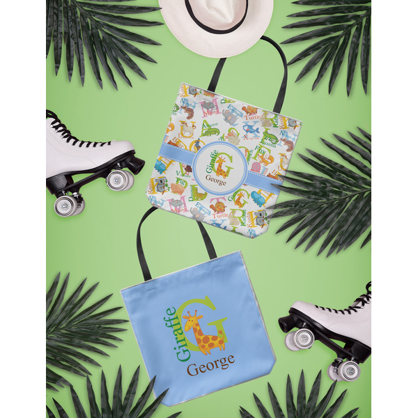 Animal Alphabet Canvas Tote Lifestyle Front and Back- 13x13
