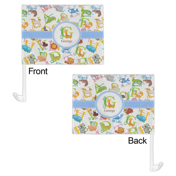 Animal Alphabet Car Flag - 11" x 8" - Front & Back View