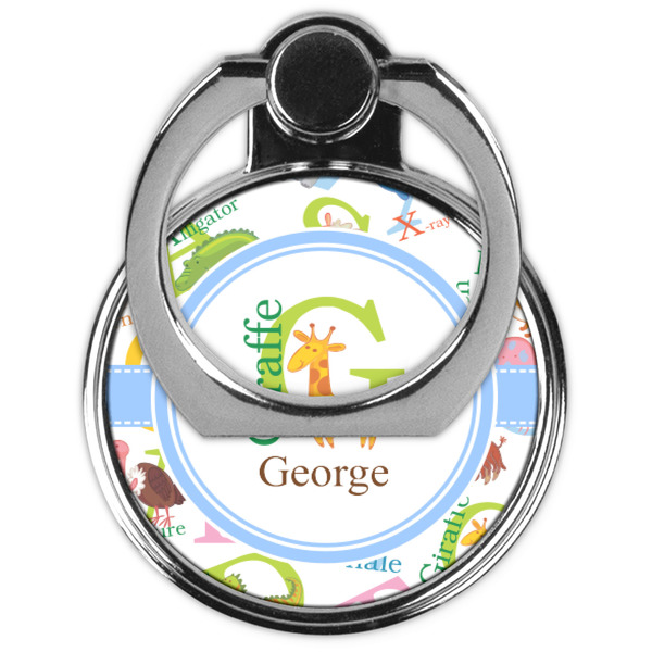 Animal Alphabet Cell Phone Ring Stand & Holder - Front (Collapsed)