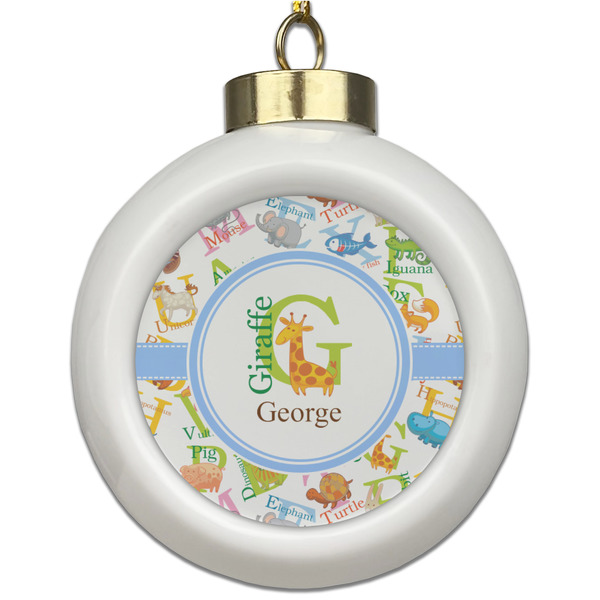 Custom Animal Alphabet Ceramic Ball Ornament (Personalized)