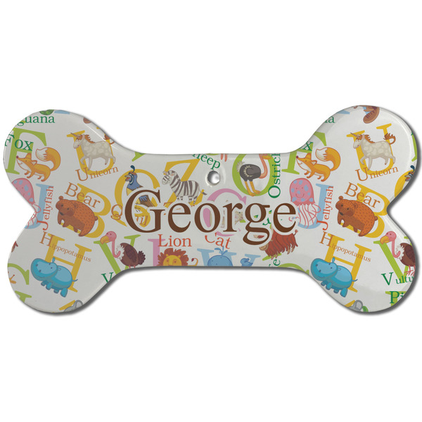 Animal Alphabet Ceramic Flat Ornament - Bone Front