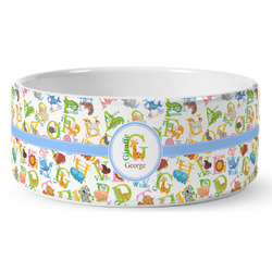 Animal Alphabet Ceramic Dog Bowl - Large (Personalized)