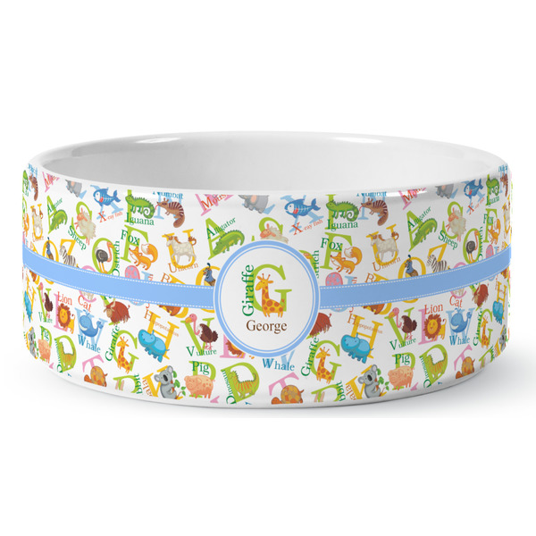 Custom Animal Alphabet Ceramic Dog Bowl (Personalized)