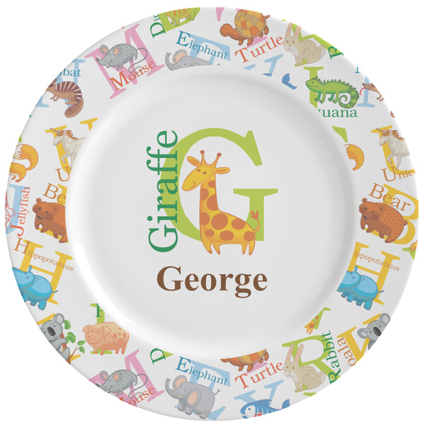 Custom Animal Alphabet Ceramic Dinner Plates (Set of 4) (Personalized)