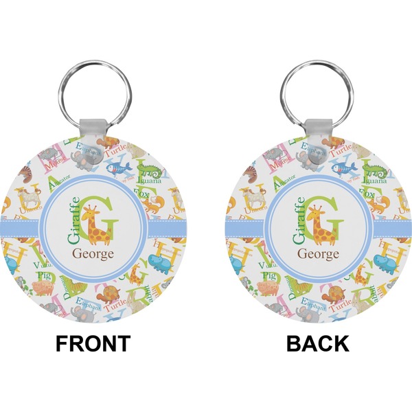 Animal Alphabet Circle Keychain (Front + Back)