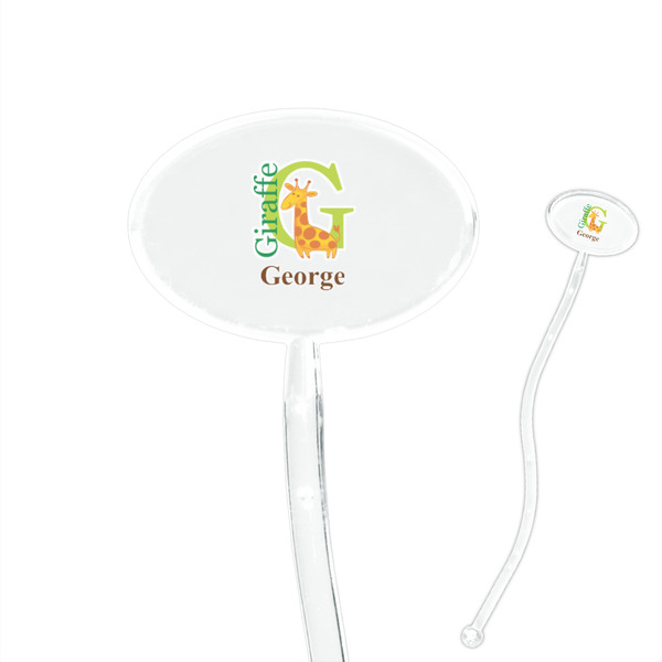 Custom Animal Alphabet 7" Oval Plastic Stir Sticks - Clear (Personalized)